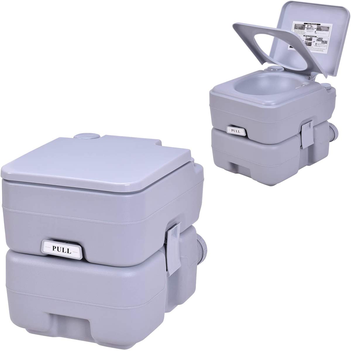 RELAX4LIFE Campingtoilette mobil, tragbare Toilette, mobiles WC Abnehmbarer Wassertank 20 L, Campingklo Bequeme Sitzhöhe 42 cm, Reisetoilette mit Pumpe, Outdoor WC für Reisen, Camping und Wohnmobil