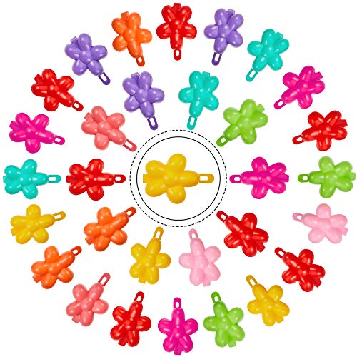 100 Pieces Colorful Plastic Hair Barrettes Self Hinge Barrettes 80s 90s Hair Clips Pins, Flower Style
