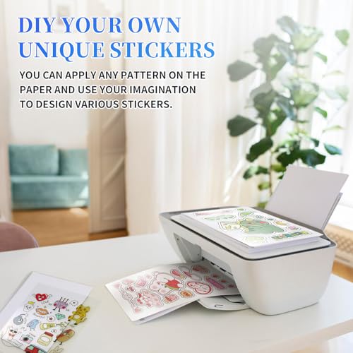 KATLINNA 30 Stück Sticker Papier zum Bedrucken A4 Selbstklebende Folie Druckerpapier Transparent Inkjet Vinyl Aufkleber Bedruckbare Klebefolie Wasserfest für Tintenstrahldrucker und Laserdrucker