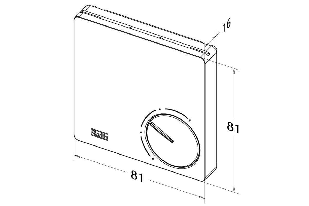 Roth 1135007411 Raumthermostat Basicline H.A 230 Volt neutrale Temperatur-Skala Weiss