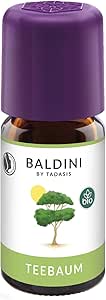 Baldini Bio Teebaumöl 5ml - 100% Naturreines Ätherisches Öl - Lebensmittelqualität - Vegan - für Speisen, Getränke &amp; Aroma Diffuser - aus Australien