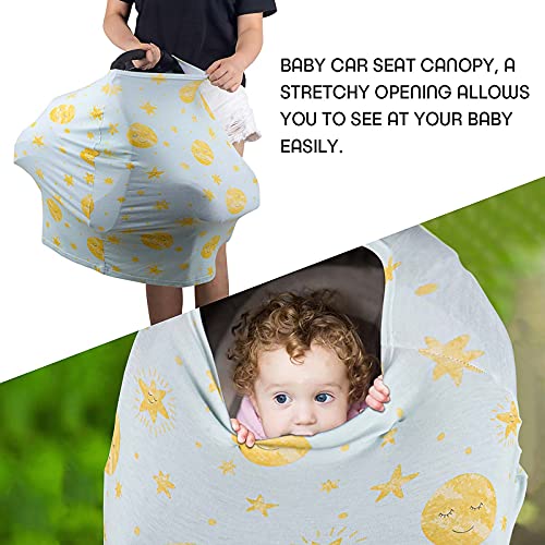 Image of Stretchy Baby Car Seat Covers for Newborns, Infant Car Canopy Extra Soft and Stretchy Nursing Covers for Moms (Shinning Night)