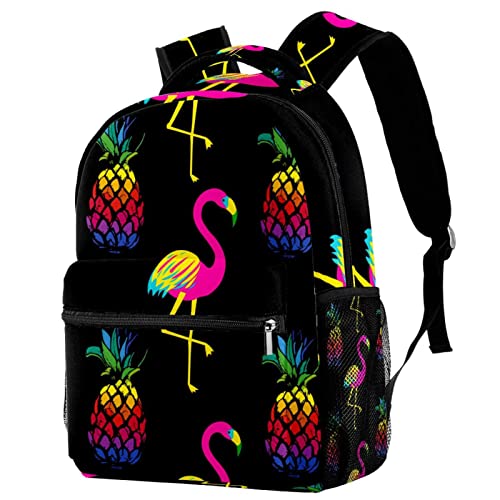 Sac à dos de voyage enfant motif tropical noir grand compartiment