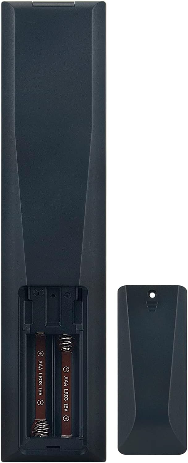Back of VINABTY RC45157 remote control with battery compartment open, showing two AAA battery slots.