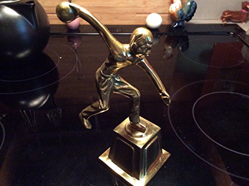 Vintage Solid Brass 8 " Bowling Man Statue - Great For A Trophy, Too ! #TOP2