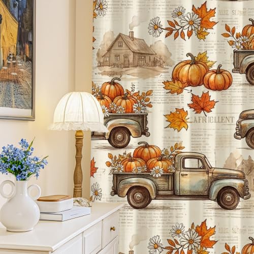 Rideaux occultants lavables en machine motif rustique orange - 2