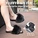 Women's Furry Slides Faux Fur Slides Fuzzy Slippers Fluffy Sandals Outdoor Indoor（Black-7）