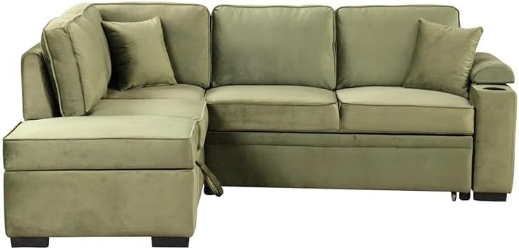 87.4" Sleeper Sofa Bed,2 in 1 Pull Out Sofa Bed L Shape Couch with Storage Ottoman for Living Room,Bedroom Couch