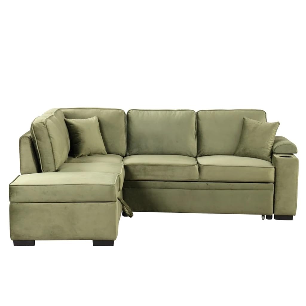 87 4 Sleeper Sofa Bed 2 in 1 Pull Out Sofa Bed L Shape Couch with Storage Ottoman