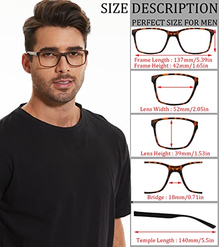 Image of Blue Light Blocking Reading Glasses for Men 4-Pack Stylish Computer Readers with Spring Hinges,Anti Glare /Eye Strain Filter UV Ray Lightweight Reader Eyeglasses,+3.0 Magnification Strength