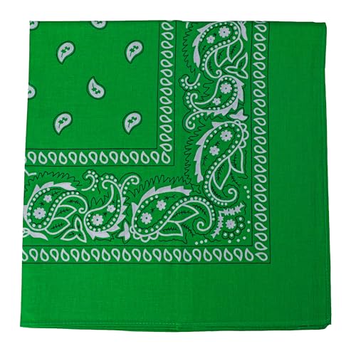 Motique Accessories 22 Inch Cotton Paisley Bandana - Kelly Green