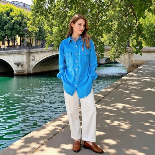 Women's Oversized Denim Jacket Jean Jacket Long Sleeve Casual Denim Shirt for Spring Fashion2