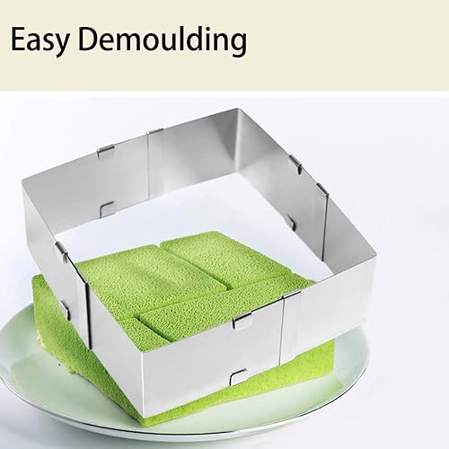 Miniatura 2 de Utoolmart Molde para pastel ajustable para moldes de 6 a 11 pulgadas de acero inoxidable cuadrado para mousse, molde para hornear, herramienta de