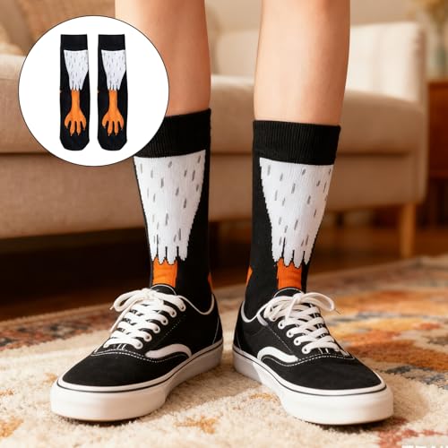 Chicken Leg Socks,Chicken Socks,Lustigem Hühnerbein Socken,Erwachsene Witzige Socken,Hühnersocken Geschenke Vogel Paw Hühnerbein Stocking Witzig Personalisierte für Damen Herren Faschingskostüm (A)