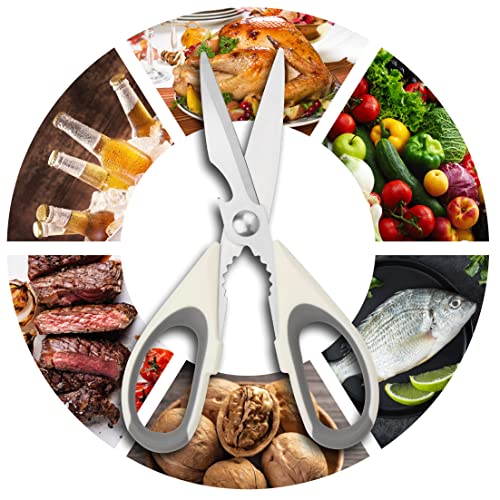 Wanbasion White Professional Kitchen Shears Heavy Duty, Stainless Steel Cooking Kitchen Scissors, Kitchen Poultry Shears Dishwasher Safe For Food Chicken Vegetables Fish Meat #TOP6