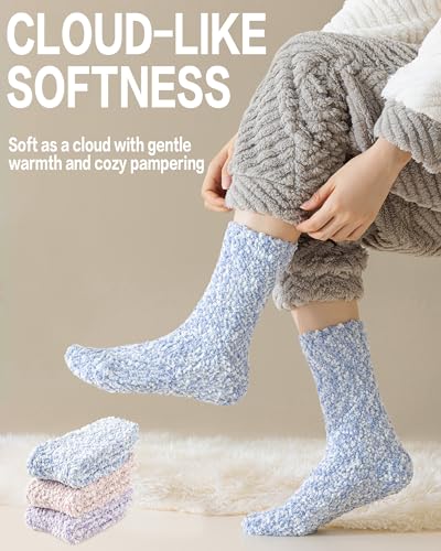 Womens Fuzzy Socks Cozy Fluffy Winter Slipper Warm Home Sleeping Soft Socks 3 Pairs2