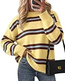 Cicy Bell Womens Striped Pullover Sweater Color Block Casual Loose Knit Top