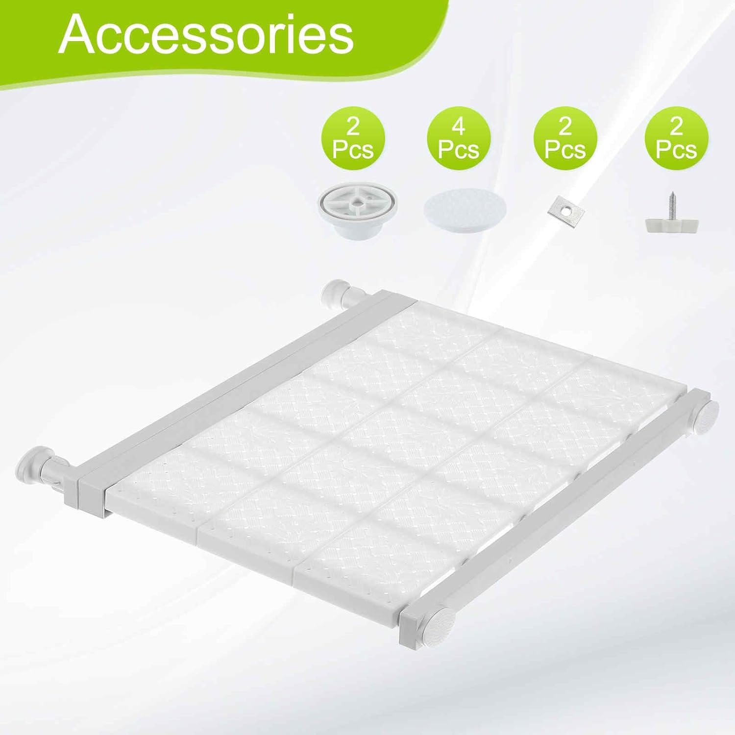 HARFINGTON Expandable Closet Tension Shelf 14.96" to 23.62" Adjustable Closet Organizer 2.5" x 16.54" Flower Pattern Storage Rack for Wardrobe Cupboard Kitchen Bedroom