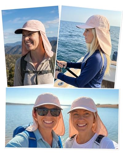 Image of Mens Sun Hat with Breathable Mesh Sun Hats for Men Sun Protection Fishing Hat with Neck Flap for Hiking Cycling
