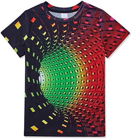 Youth Big Boys Girls 3D Hole Shirts Cool Illusion Graphic Tee Spiral T-Shirts Active Tshirts Size 9-12 Years