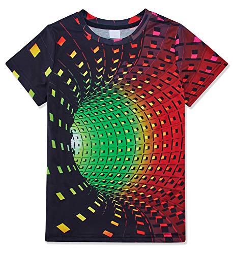 Youth Big Boys Girls 3D Hole Shirts Cool Illusion Graphic Tee Spiral T-Shirts Active Tshirts Size 9-12 Years #TOP10