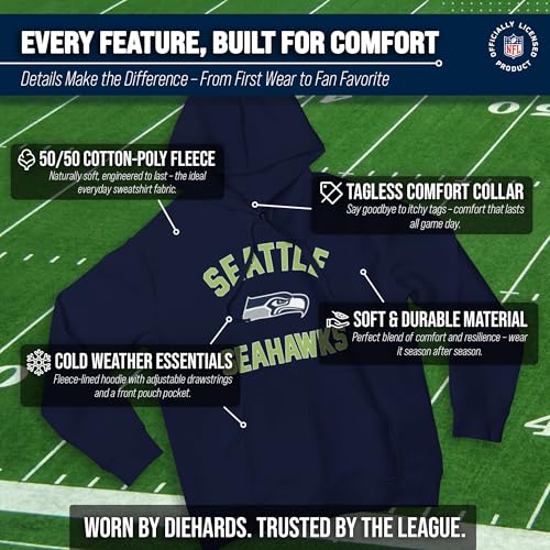 Image of Team Fan Apparel NFL Gameday Hoodie Pullover Sweatshirt for Men and Women | Officially licensed NFL Gameday fleece pullover - kangaroo pocket, ribbed cuffs, drawstring hood, unisex fit