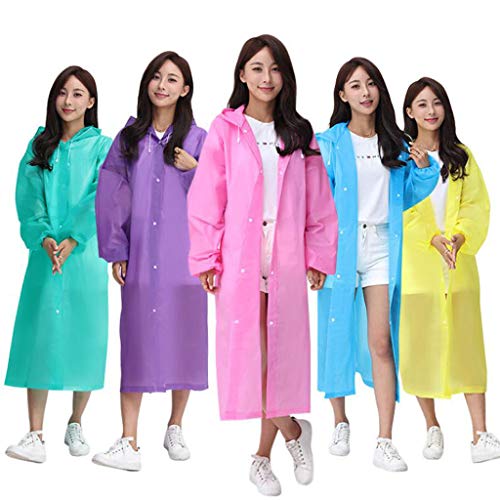 KELINFONG 2 Pack Womens Rain Coat with Hood, Eva Emergency Reusable Waterproof Rain Coats for Hiking,Outdoor,Travel,Camping - image 3