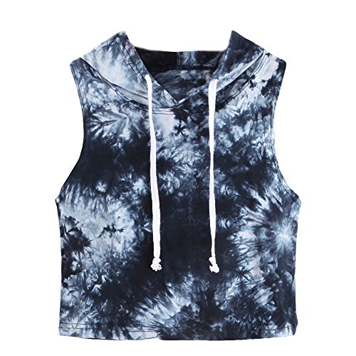 COOKI Women Shirts Teen Girls Juniors Casual Summer Tie Dye Sleeveless Crop Top