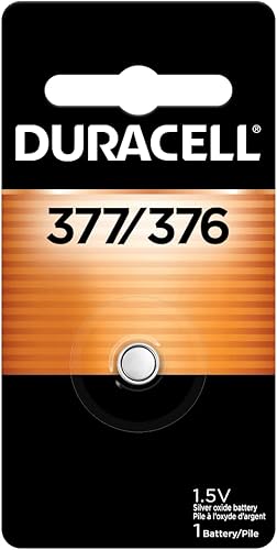 Duracell Batería de botón de óxido de plata 376377, paquete de 1, batería 376377 de 1.5 voltios, larga duración para relojes, dispositivos médicos,