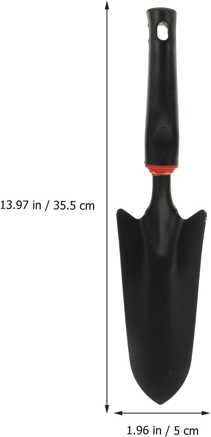 DOITOOL 5pcs Gardening Tool Set with Black Rubber Handles Narrow Shovel Dual-Purpose Hoe and Rake Soil Loosening Rake Grass Weeding Tool for Indoor and Outdoor Planting and Soil Digging