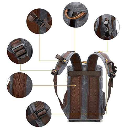UBAYMAX Camera Backpack, DSLR SLR Waterproof Canvas Camera Bags Rucksack 15.6 inch Laptop Bag Travel Bag for Canon Nikon Sony Camera and Lens Tripod Accessories