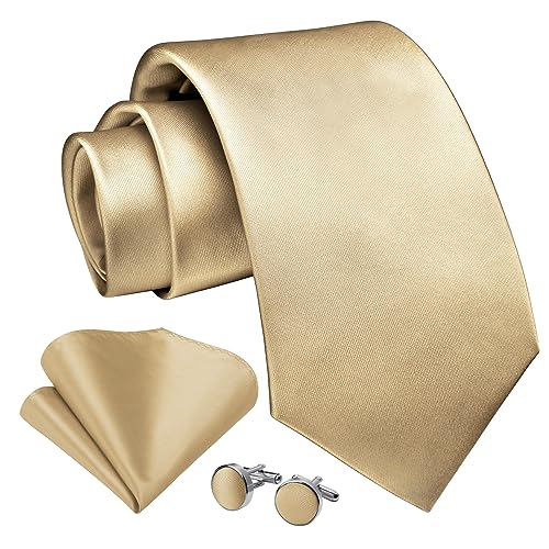 Image of Enlision Mens Ties Solid Color Satin Necktie Ties for men Handkerchief Cufflinks Pocket Squares for Wedding