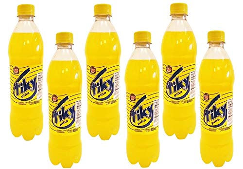 TIKY Piña Soda Plastic Bottle 600 ml - 6 Pack / Tiky Pineapple Drink 20 oz. - 6 Pack.