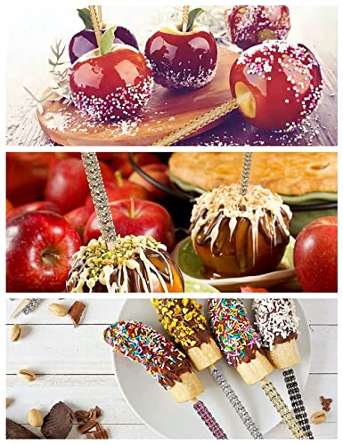 36 Pcs Rhinestone Bling Bamboo Candy Apple Sticks 6 Inch For Cake Pop Chocolate Caramel Apple Skewers Buffet Party Favor Candy Making Accessories,Purple, Gold+Silver+Rose Red #TOP2