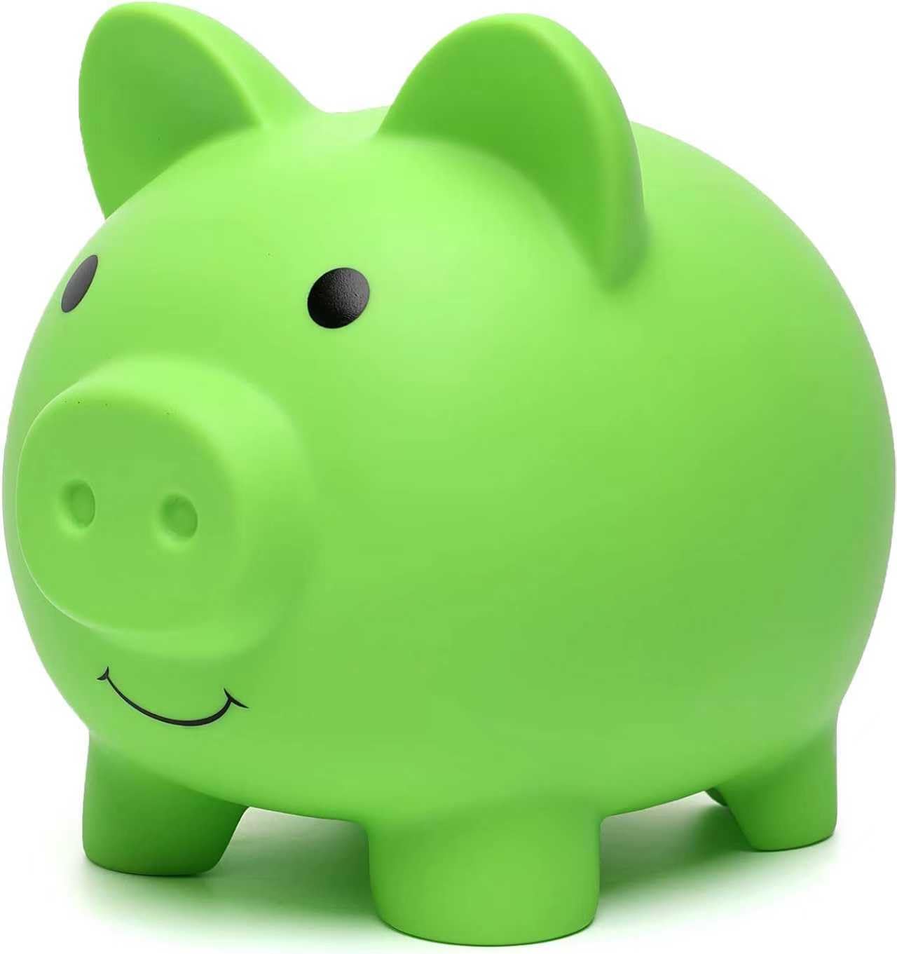 Piggy Bank, Coin Bank for Boys and Girls, Children's Plastic Shatterproof Money Bank (Green, Large)
