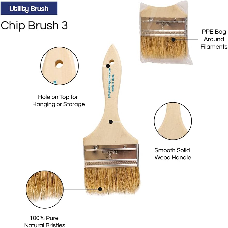 Pro Grade - Chip Paint Brushes - 24 Ea 3 Inch Chip Paint Brush : Tools & Home Improvement