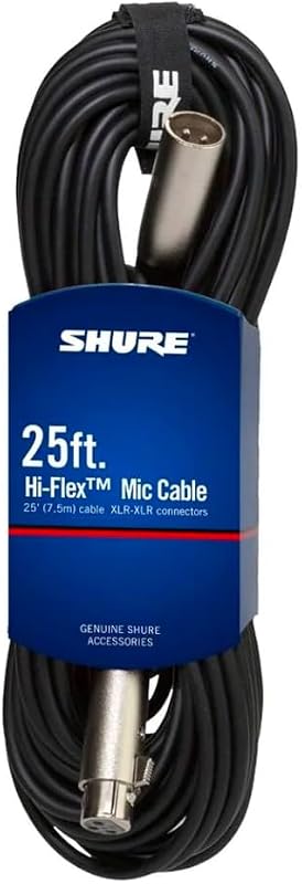 C25J 25-foot Hi-Flex Cable with Chrome XLR Connectors, Black