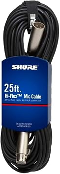 Shure C25J 25-foot Hi-Flex Cable with Chrome XLR Connectors, Black