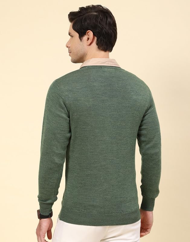 Image of Monte Carlo Shell Solid V Neck Pullover | Warm Woolen Pullover for Men | Soft Comfortable Knitted Winter Wear Sweater for Men's
