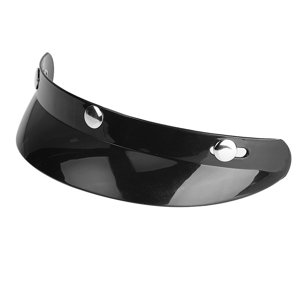 Casco Mezza Pelle per Scooter con Visiera e Occhiali, Nero, Faccia Aperta, Pelle Sintetica, Universale per Moto