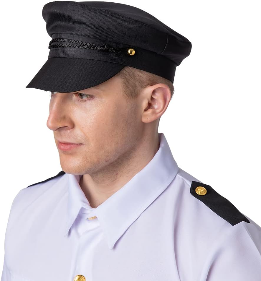 Adult Unisex Black Chauffeur Driver Cap Fancy Dress Hat Accessory