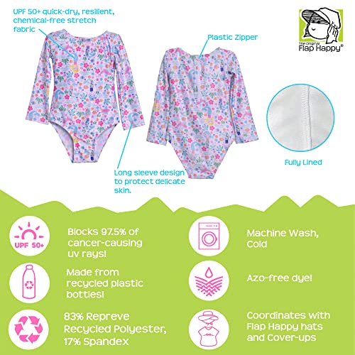 Image of Flap Happy Baby Girls' UPF 50+ Charlie L /S Rash Guard Swimsuit