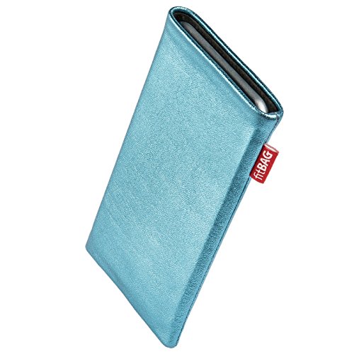 Pochette fitBAG Groove Turquoise en Cuir Nappa pour iPhone 12 et 13 Pro