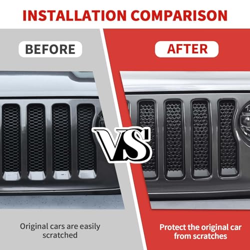 Image of 7PCS Mesh Grille Inserts Fit for Jeep Wrangler JL Sport /Sport S 2018-2024 (Matte Black)