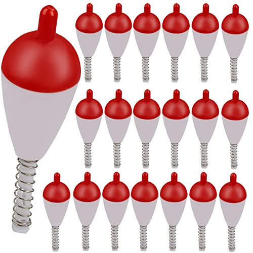 QualyQualy Fishing Float Bobbers 20PCS Hard ABS Floats Spring Bobbers with Oval Fishing Bobbers Set for Crappie Panfish Walleyes Fixed Bobbers