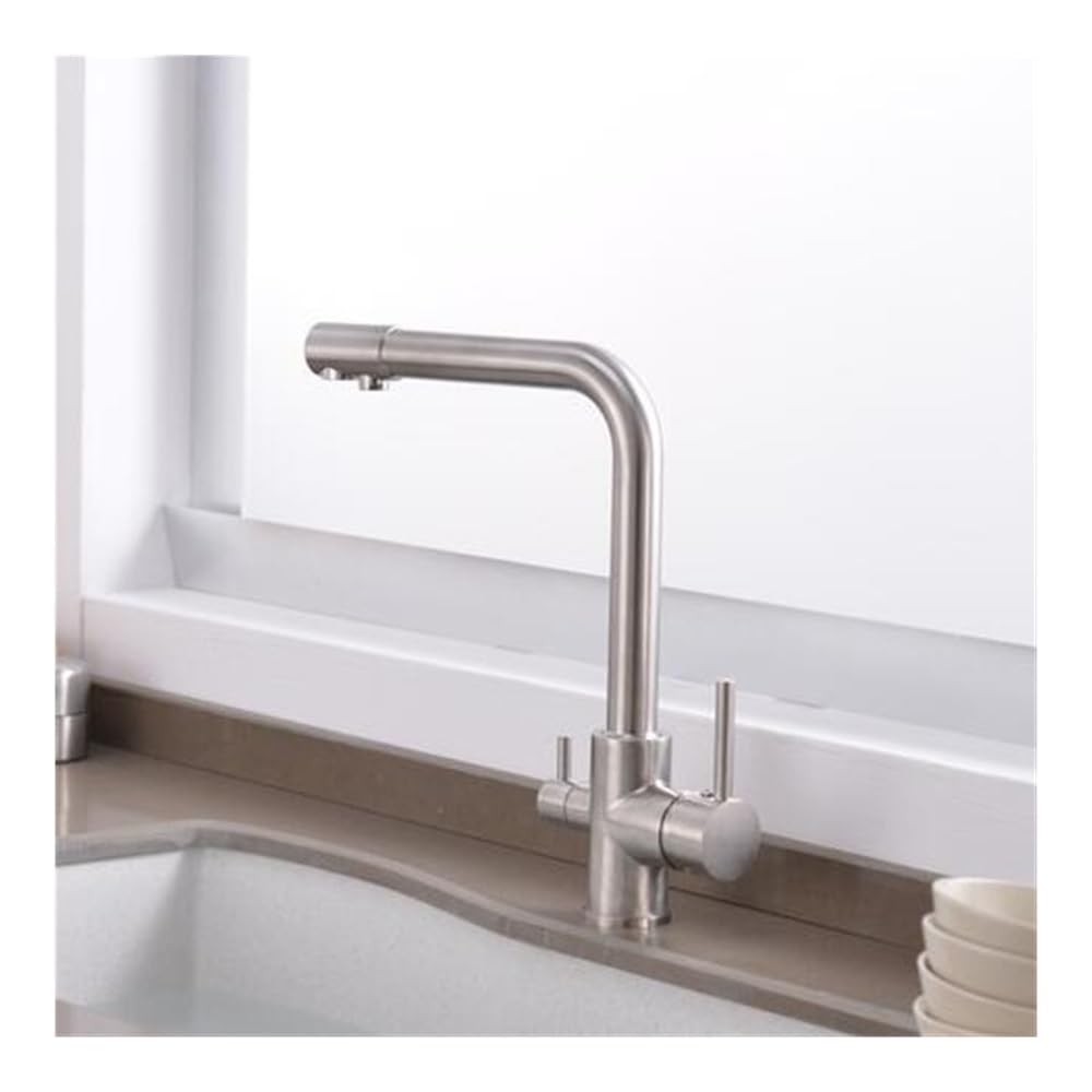 Blyqxs Nickel 3 Way Tap 304 Stainless Steel Faucet Water Kitchen Faucets Taps Xt-86(Nickel)