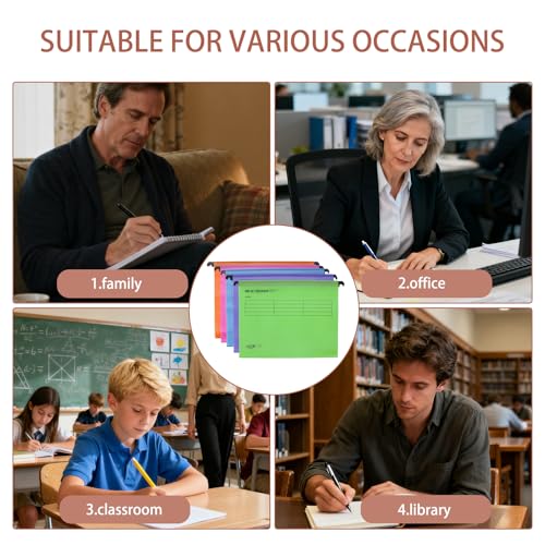 Tbintul 20 Stück A4 Hängeregister,Polypropylen für Hängemappen mit Tabs und Einsätzen,A4 Hängehefter,Hängeregister Mappen für Büro Schule Schreibtisch Arbeit