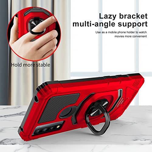 Ailiber Heavy Duty Case For Tcl 30Xe/20R 5G - Screen Protector, Ring Kickstand, Magnetic Car Mount, Military Grade, Shockproof Tpu Bumper - Red #TOP1