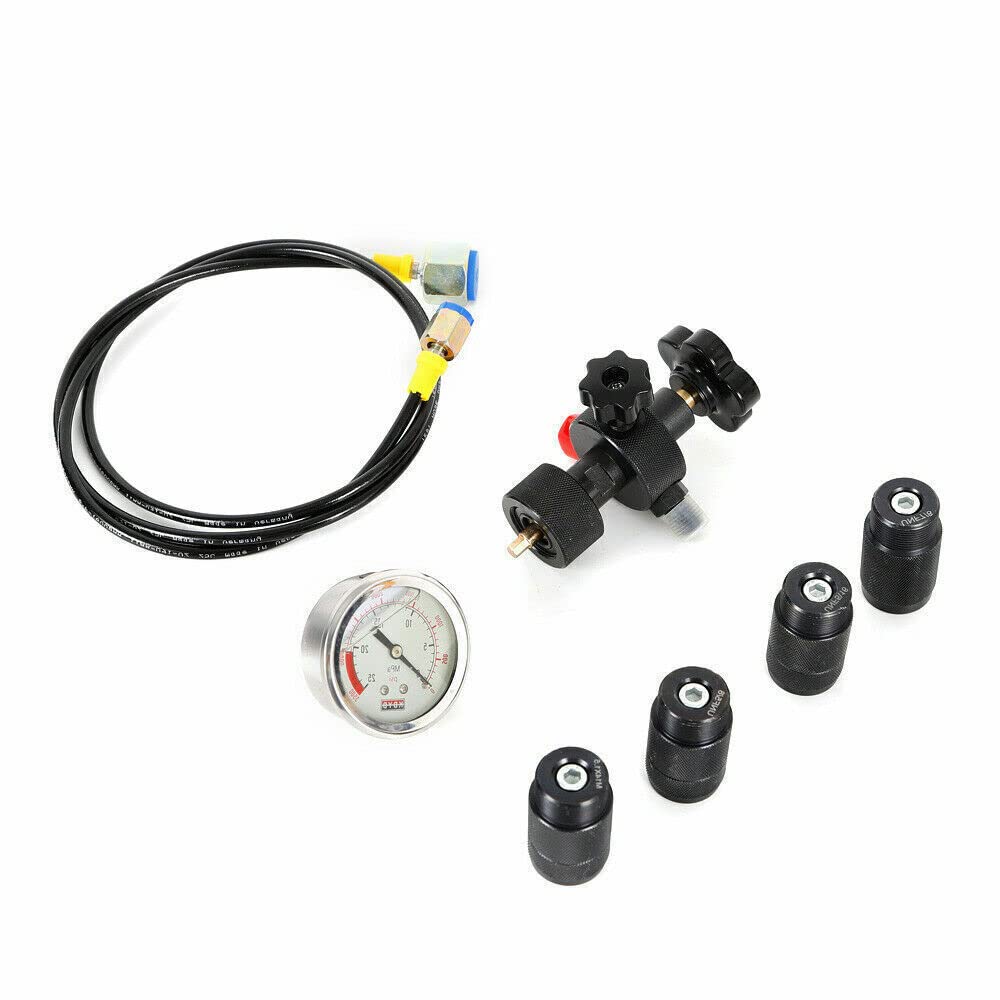 0-250 Bar/3500 PSI Hydraulikspeicher-Stickstofffüllset, Gasventil-Testset mit tragbarem Koffer, kompakte Struktur, Bequeme Verwendung, Sicherheit und Zuverlässigkeit