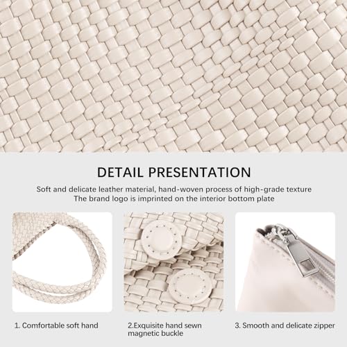 Image of Woven Tote Bag Womens Purse Vegan Leather Shoulder Handbags Fashion Summer Beach Tote Bags Large Travel Totes